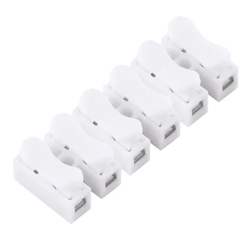 Vista 2 de 100 conectores de alambre de resorte, 5A 220 V 2 Pin Push Quick Wire Cable Conector Terminal de cableado blanco