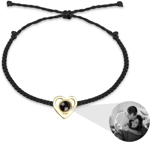 Vista 15 de JINLIN Pulseras de proyección personalizadas, pulseras de fotos personalizadas para mujeres y hombres, pulsera con texto en inglés "I Love You