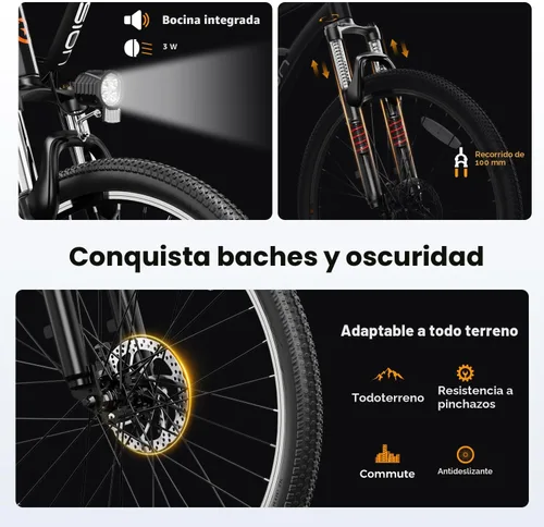 Vista 6 de Jasion EB5 Electric Bike for Adults 26" tire with 1000W Peak Motor Negro