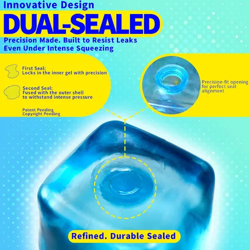 Vista 7 de MEGA Cube Premium - Juguete antiestrés esponjoso de gran tamaño para manos grandes y adultos, gel ultra firme para alivio del estrés y enfoque Azul