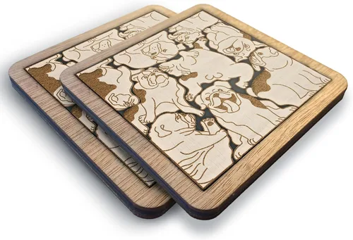 Vista 17 de Posavasos de Rompecabezas de Madera con Perro American Pit Bull Terrier - Regalo Único para Amantes de Perros Pitbull, Posavasos de Rompecabezas