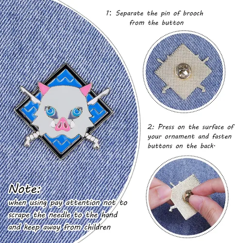 Vista 2 de Demon Kimetsu No Yaiba Brooch Pins Badge 1 PCS Anime Slayer Cosplay Metal Brooches Men Woman Pin Accessories Prop