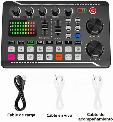 Vista 9 de Tablero de sonidos, tablero de efectos de sonido, placa mezcladora de sonido, tarjeta de sonido compatible con Bluetooth con múltiples efectos