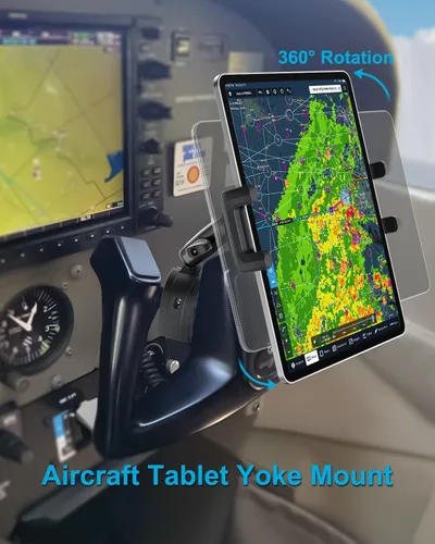 Vista 7 de Soporte de yugo para tableta, soporte de abrazadera de yugo para iPad para aviones, brazo de metal ajustable de 360° entrenador de aviación soporte