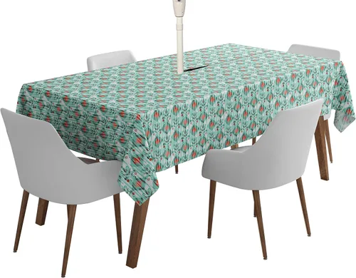 Vista 19 de Mantel cuadrado para interiores y exteriores de 58 x 58 pulgadas, mantel cuadrado impermeable para mesa de patio, manteles de primavera/verano
