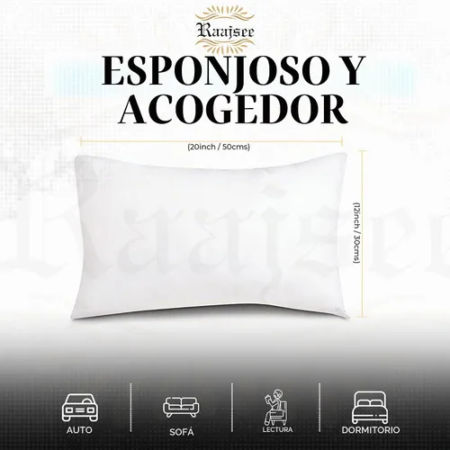 Vista 2 de raajsee Juego de 2 rellenos de almohada de 12 x 20 pulgadas, almohadas alternativas suaves y esponjosas para sofá, formas de almohada de 12 x 20