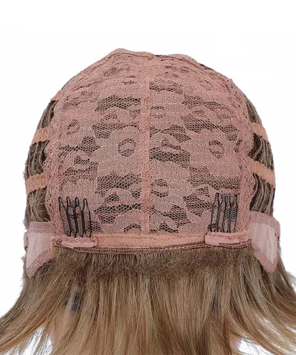 Vista 10 de Pelucas cortas de corte Pixie con flequillo, pelucas de cabello sintético lacio para mujeres blancas (rubio mezclado con marrón)