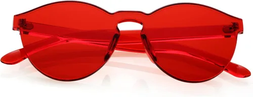 Vista 4 de Lentes de sol redondos transparentes de una pieza sin montura para mujeres y hombres
