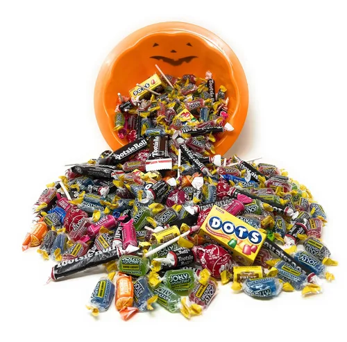 Vista 5 de Surtido de caramelos americanos a granel de 6 libras Jolly Hard Candy Mix and Rolls, barras de aperitivos juveniles, mini puntos, rollos de frutas
