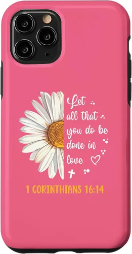 Vista 29 de Linda Daisy 1 Corinthians 16:14 Love Bible Verse for Women Case for iPhone 17