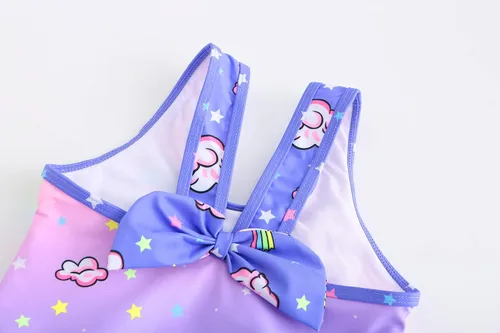 Vista 4 de RuuYiicoco Traje de baño de unicornio de una pieza para niñas, traje de baño de sirena, traje, Arco iris