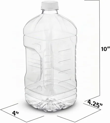 Vista 2 de MT Products Botellas de Jugo de Plástico PET Transparente de 64 oz. - Recipiente Vacío con Tapas a Prueba de Manipulación (Juego de 2) - Fabricado