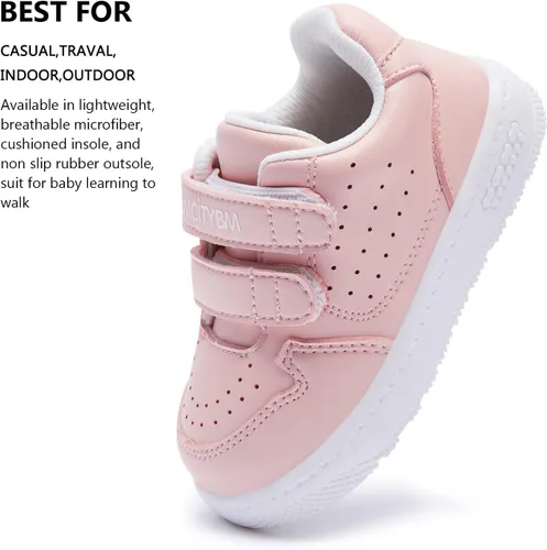 Vista 3 de BMCiTYBM Zapatos de bebé para niños y niñas, zapatos para caminar para niños pequeños, zapatos ligeros antideslizantes para 6, 9, 12, 18, 24 meses