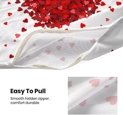 Vista 5 de AEIOAE Juego de 2 fundas de almohada de San Valentín de 16 x 16 pulgadas, almohadas de corazón rojo de amor de algodón para decoración del día
