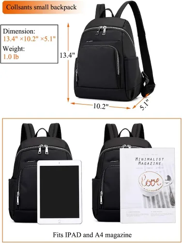 Vista 5 de Collsants Mochila pequeña de nailon para mujer, mochila de viaje ligera casual para niñas, mochila escolar, Púrpura, Mochilas de viaje