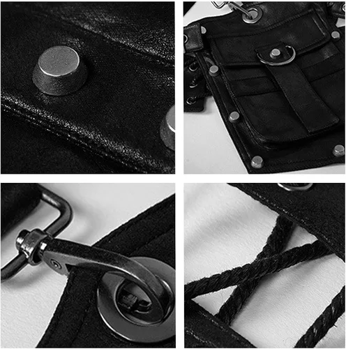 Vista 7 de gzqirun Cinturón para hombre con arnés de pecho Steampunk de cuero PU armaduras de hombro soldado gótico mujer Moto y brazo bolsa hombres