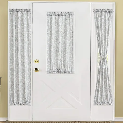Vista 2 de VOGOL Cortinas de lino texturizadas para puerta, suaves, ligeras, decorativas, para puerta delantera, con bolsillo para barra, panel de ventana