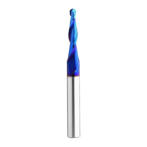 Vista 10 de Nariz esférica Cortador de fresado de extremo de 0.1 grados Fresas de enrutador CNC Herramienta de fresado en espiral con revestimiento nano azul