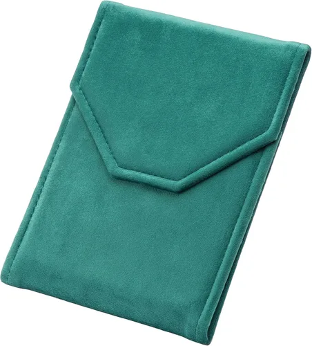 Vista 2 de Terciopelo collar joyería carpeta de viaje almacenamiento vitrina (verde)