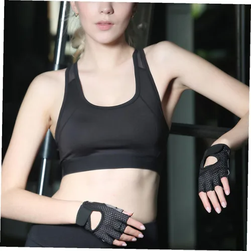Vista 3 de Women Sports Half Finger Training Gloves with Anti-Slip Silicone Palm Breathable Sweat-Absorbing Fitness Gloves for Weightlifting and Dumbbell
