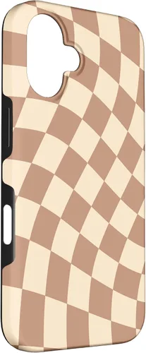 Vista 3 de iPhone 16 Brown Checkered Wavy Checkerboard Pattern Phone Case
