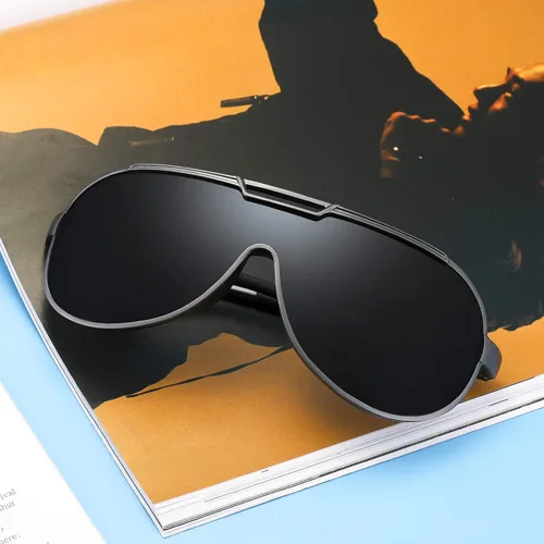 Vista 5 de PANNER Gafas de sol retro de gran tamaño para hombre Al-Mg marco de metal ultraligero