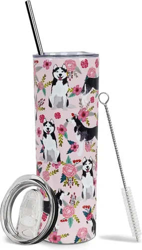 Vista 35 de Dachshund - Vaso de viaje aislado de acero inoxidable de 20 onzas con asa y pajilla, regalo para mujer, para el Día de la Madre, a prueba de fugas