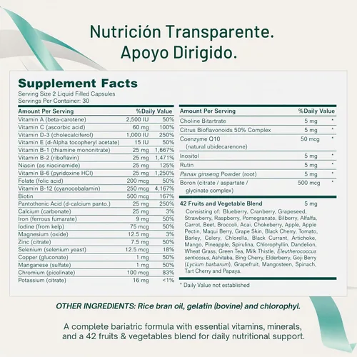 Vista 11 de Multivitamínico post bariátrico con cápsulas blandas líquidas de hierro, 60