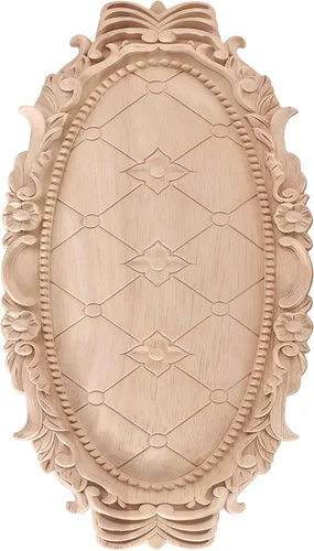 Vista 11 de Apliques de madera tallada Onlay sin pintar, apliques de madera y onlays para muebles (10,24x18 cm/ 9.06"x7.87")