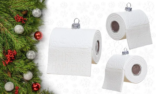 Vista 2 de Juego de 2 adornos de papel higiénico y papel higiénico de vidrio soplado para árbol de Navidad