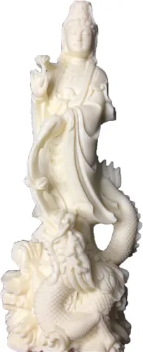 Vista 5 de Estatua de Quan Yin de pie en dragón, Kwan Yin Misericordia Diosa china Feng Shui Escultura Diosa asiática Mujer Buda Budista Decoración