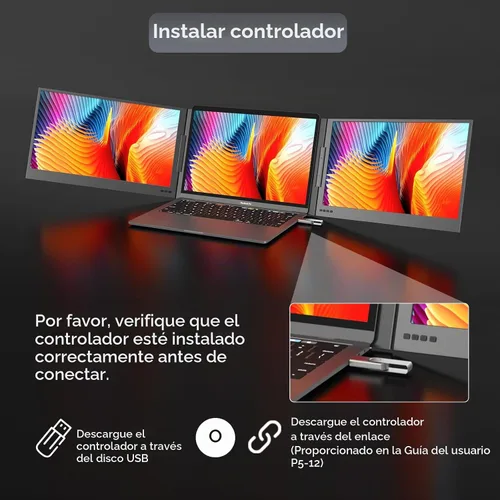Vista 3 de MT-VIKI Extensor de pantalla para laptop de 15.6 pulgadas, monitor potable para computadora portátil, solo una conexión de cable USB-C, compatible