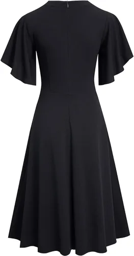 Vista 4 de HOMEYEE Vestido de patinador con cuello en O para mujer A273