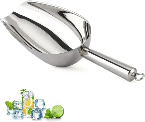 Vista 8 de Cuchara de hielo de acero inoxidable, mini cuchara para congelador, resistente, apta para lavavajillas, 5 onzas