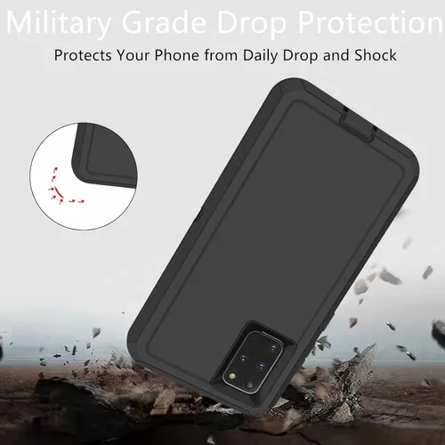 Vista 6 de Funda protectora resistente para Samsung Galaxy S20 Plus, a prueba de polvo, a prueba de golpes, protección contra caídas, 3 en 1, para Samsung Negro