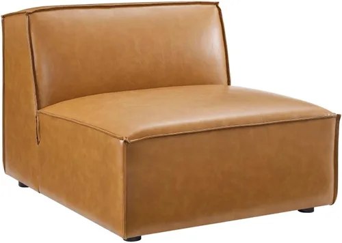 Vista 5 de Modway Restore - Sofá seccional de cuero vegano de 6 piezas en color marrón