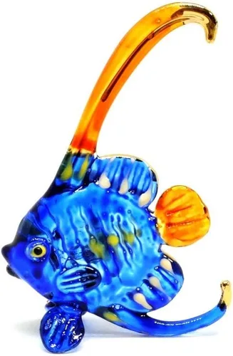 Vista 8 de Mini figuras de pez estandarte de cristal hecho a mano de 3 pulgadas, arte de vidrio soplado, animales oceánicos en miniatura/figuras