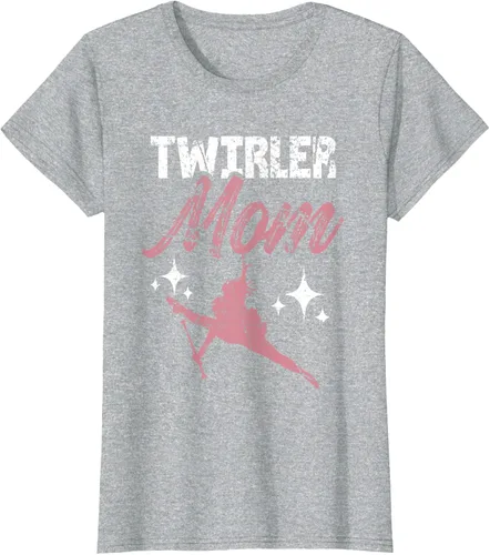 Vista 17 de Twirler Mom Baton Madre Majorette Funny Gymnastic Twirling T-Shirt Negro