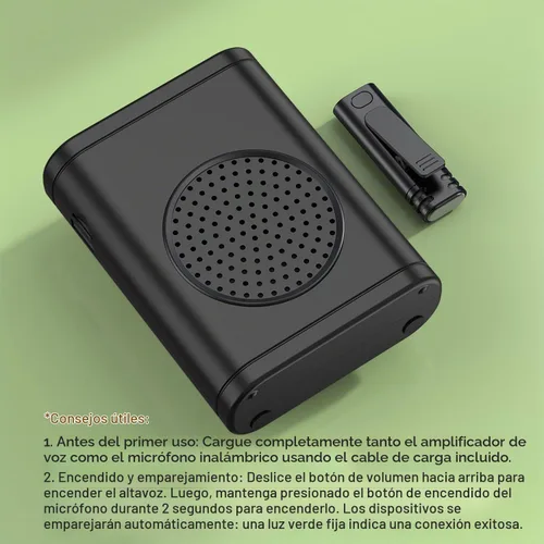 Vista 8 de Amplificador de voz con micrófono inalámbrico de solapa con clip, [Bluetooth 5.3] Micrófono para profesor para aula, Sistema PA de altavoz mini