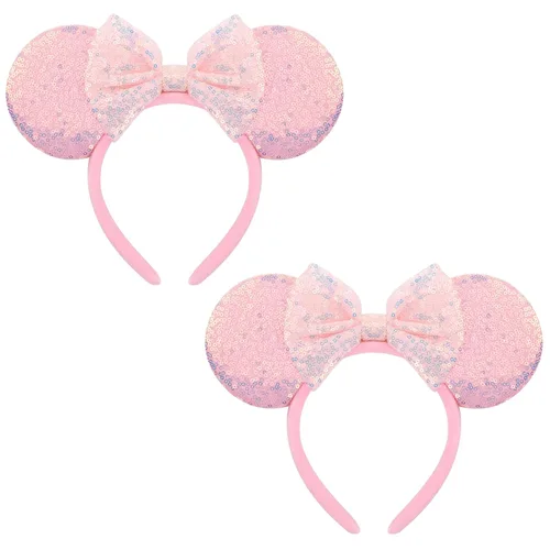 Vista 28 de DRESHOW Diademas de orejas de ratón para mujer, con orejas de Mickey y perlas blancas lisas, bandas para la cabeza de lazo, banda de terciopelo