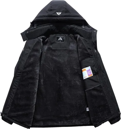 Vista 3 de Chaqueta de esquí impermeable para mujer, resistente al viento, cortavientos, abrigo de nieve cálido con capucha Waterproof Windproof Winter Coat