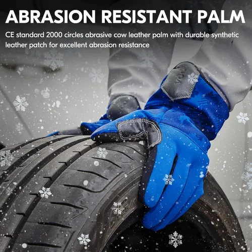 Vista 4 de Vgo... Winter Work Gloves for Men,Cold Weather Waterproof Gloves,Freezer Use,Cow Leather,Touchscreen(CA9790FW)