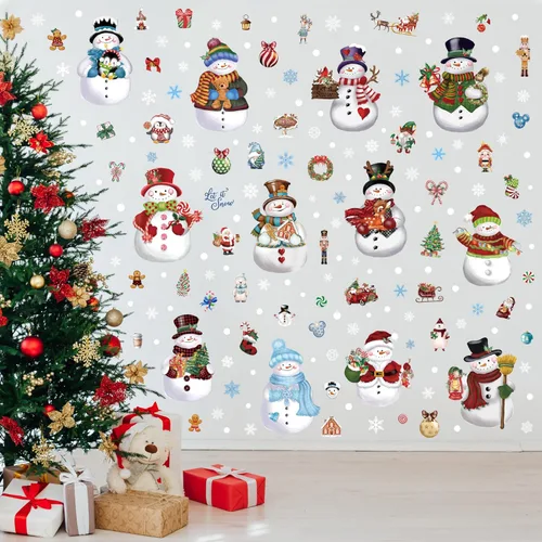 Vista 9 de Calcomanías de pared de pan de jengibre de Navidad, 12 hojas, calcomanías de pared de Navidad, decoración de pan de jengibre, calcomanías de vinilo