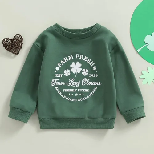 Vista 2 de AEEMCEM Sudadera con estampado de letras, cuello redondo, manga larga, para el día de San Patricio, ropa de primavera