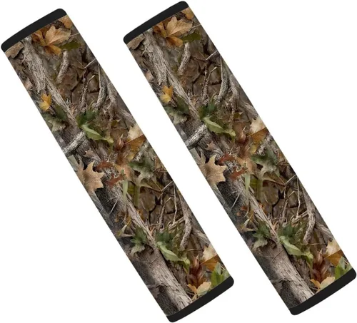 Vista 9 de LedBack Fundas para cinturón de seguridad de coche con diseño de bandera americana y camuflaje, paquete de 2, almohadilla universal para cinturón