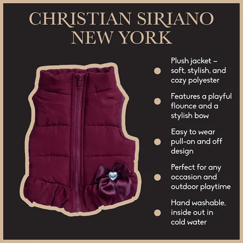 Vista 3 de Christian Siriano New York Chaqueta acolchada con volantes morados para perros, S Púrpura
