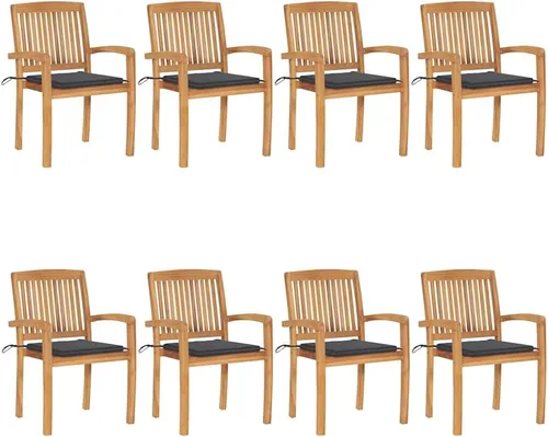 Vista 15 de Stacking Patio Chairs with Cushions 4 pcs Solid Teak Wood Outdoor Patio Chair Lawn Sillas para Comedor Kitchen Table Chairs for Study Courtyard