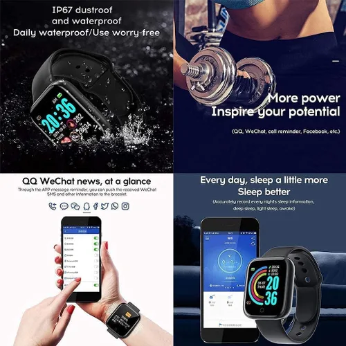 Vista 9 de LEOP Reloj inteligente, rastreador de fitness de 1.44 pulgadas con monitor de HR, rastreador de sueño, cronómetro, reloj de fitness impermeable IP65