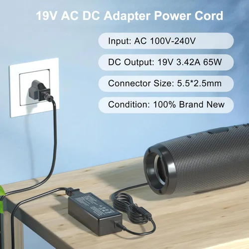 Vista 2 de Cargador adaptador de corriente de 19 V compatible con cable de alimentación JBL Xtreme/Xtreme 2 Fit for Boombox 1/2/3, Compatible with Harman