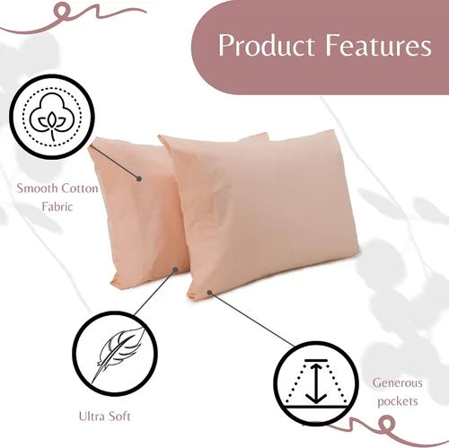Vista 7 de Superity Linen Pillow Cases Queen Size - Open Enclosure - 2 Pack - 100% Soft and Comfortable Premium Cotton - Beige